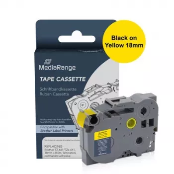 MediaRange Kompatible Brother TZe-FX641 Flexible ID Beschriftungsband Kassette 18mm Gelb (8m)