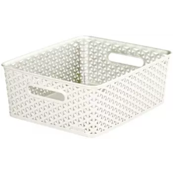 CURVER My Style M 13L Cremefarbener rechteckiger Aufbewahrungskorb mit Rattan-Effekt