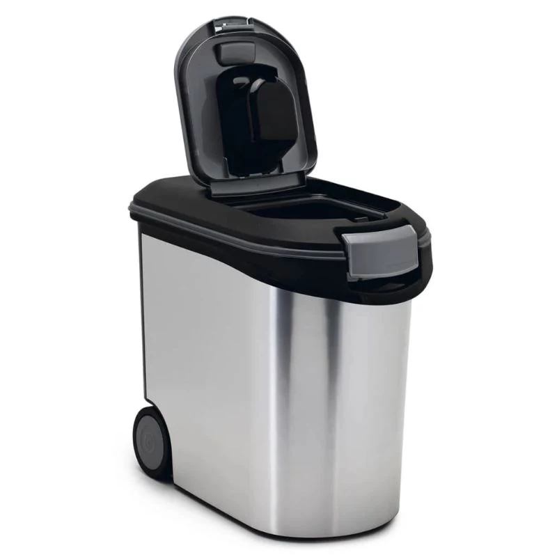CURVER Pet Life Futteraufbewahrungsbehälter mit Rädern, 12kg, 35L, 49,3x27,8x40,3 cm, Silber