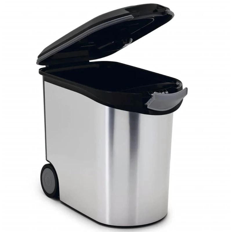 CURVER Pet Life Futteraufbewahrungsbehälter mit Rädern, 12kg, 35L, 49,3x27,8x40,3 cm, Silber