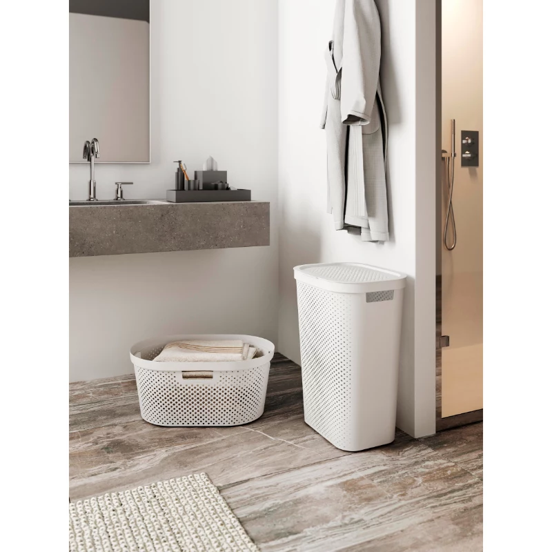 CURVER Infinity Recycled Wäschekorb 40L 59x39x27cm Weiß