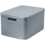 CURVER Style L Aufbewahrungsbox mit Deckel, 32L, Hellgrau, Rattan-Optik, Stapelbar