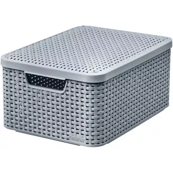 CURVER Style M Aufbewahrungsbox mit Deckel, 39,3 x 29,3 x 18,7 cm, Hellgrau, Zusammenklappbar