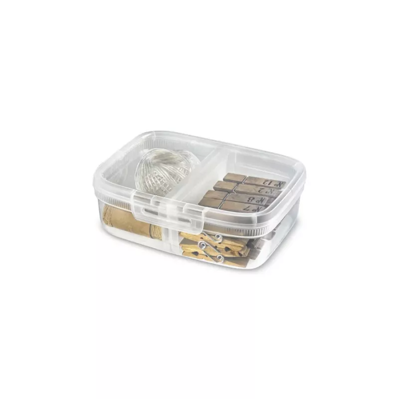 CURVER Snap Box Rechteckige Aufbewahrungsbox mit Trennwand, 3,3L, Transparent