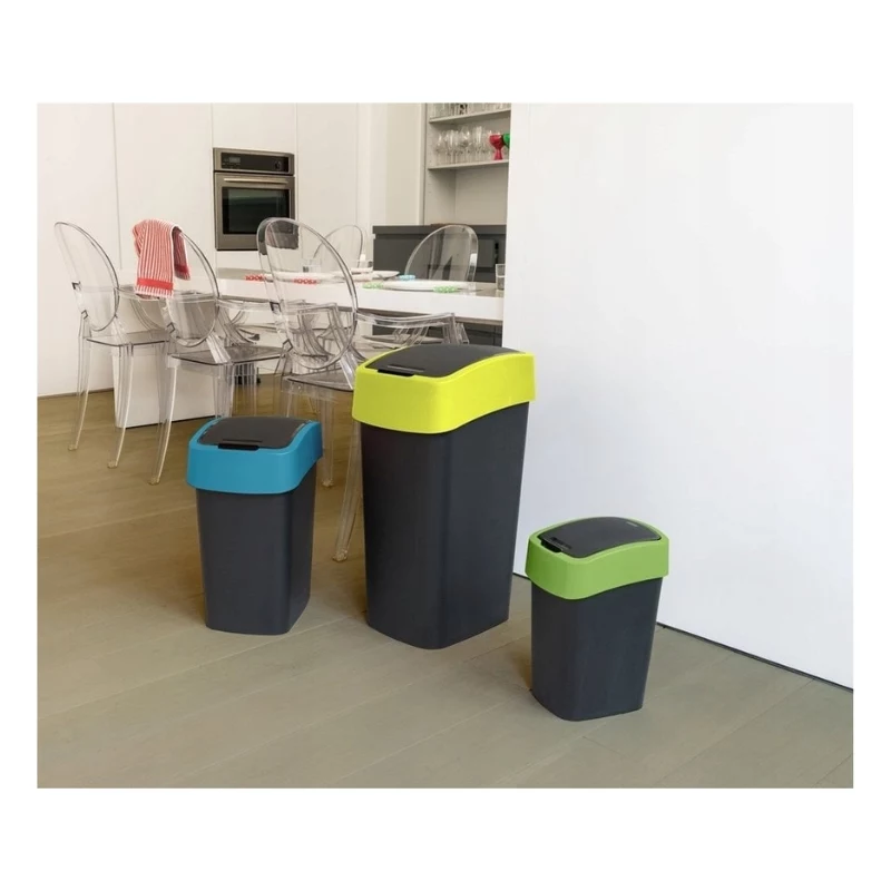 CURVER Flip Bin 9L Schwarz/Grün Mülleimer