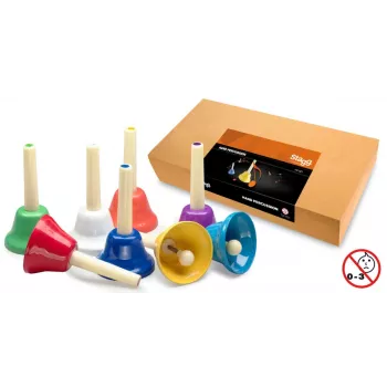 Stagg SHBSET 8-Ton diatonisches Handglocken-Set mit farbcodierten Glocken und Tragekoffer