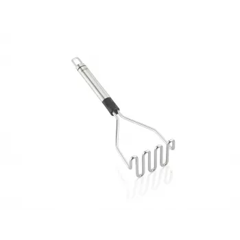 LEIFHEIT ProLine Kartoffelstampfer 103032 – 18/10 Edelstahl, ergonomischer schwarzer Griff, spülmaschinenfest, 285 mm