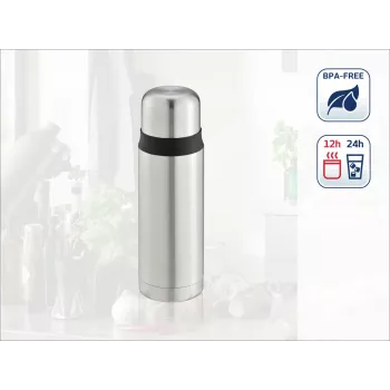 LEIFHEIT Thermos Coco 0,5L Edelstahl Vakuum-Isolierflasche, Silber