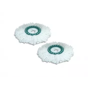 LEIFHEIT Clean Twist Disc Mop Ersatz-Set, 2 Mikrofaser-Moppköpfe, Weiß