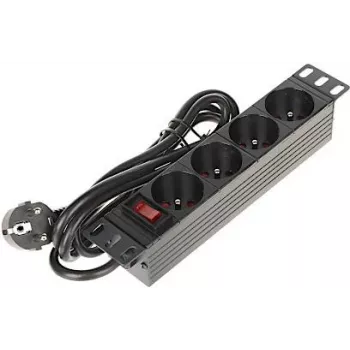 DELTA PD-4/R10 4-fach Steckdosenleiste mit 10m Kabel, Schwarz