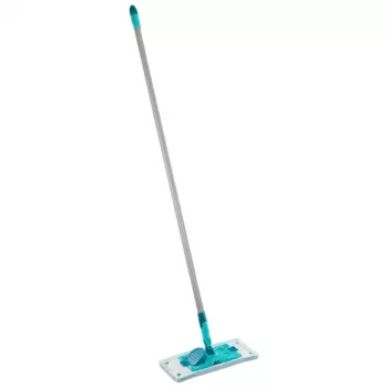 LEIFHEIT POWER CLEAN M Micro Duo Flachmopp mit Teleskopstiel, 33cm, Grün/Weiß/Grau