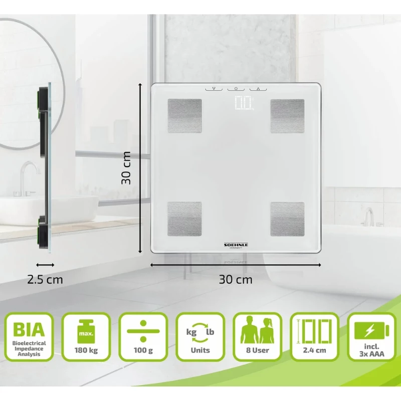 SOEHNLE Shape Sense Connect Lite Körperanalysewaage mit Bluetooth und App