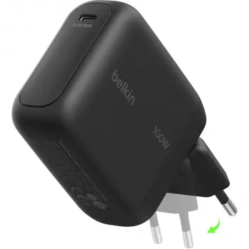 Belkin BOOSTCharge 100W USB-C GaN Wandladegerät - Schwarz WCH025KQBK