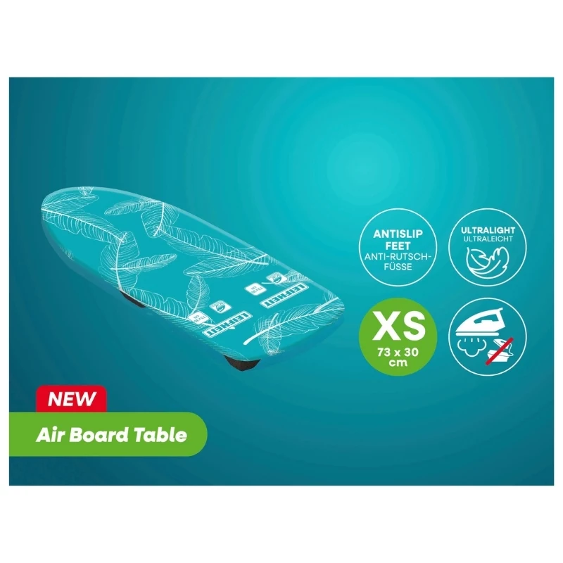 LEIFHEIT Air Board Table Compact Bügelbrett 70x30 cm, Thermo-Reflect, faltbar, Blau/Weiß