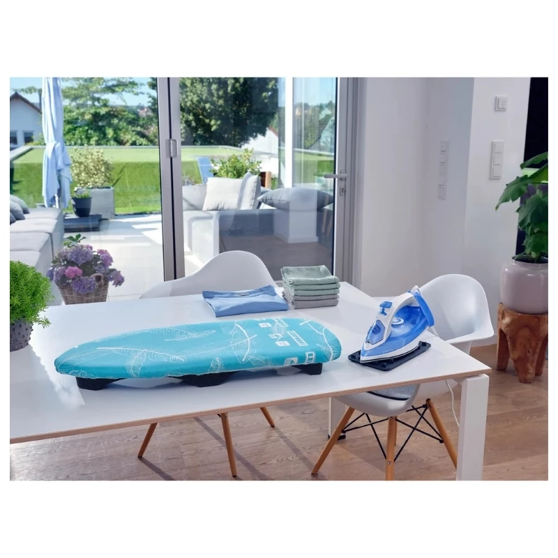 LEIFHEIT Air Board Table Compact Bügelbrett 70x30 cm, Thermo-Reflect, faltbar, Blau/Weiß