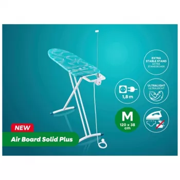 LEIFHEIT Air Board M Solid Plus Bügelbrett 120x38cm mit Thermo-Reflect Bezug