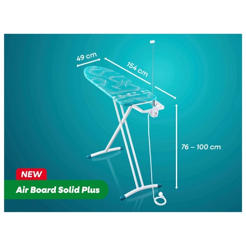 LEIFHEIT Air Board M Solid Plus Bügelbrett 120x38cm mit Thermo-Reflect Bezug