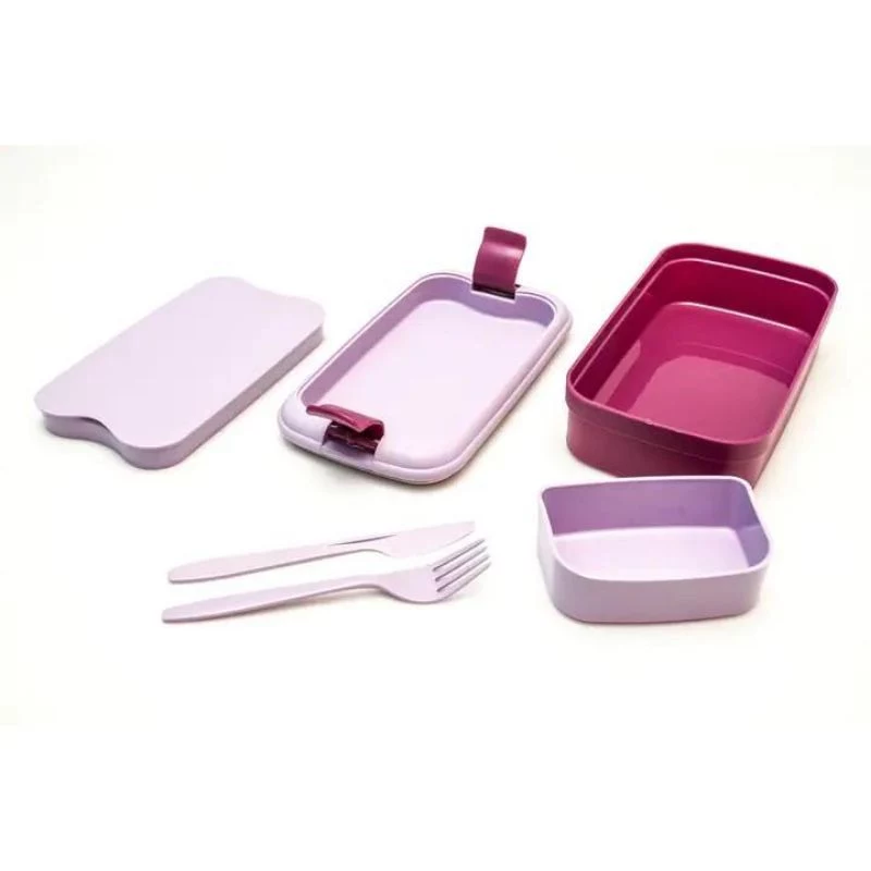 CURVER Lunch&Go rechteckige Lebensmittelschale mit Besteck 1,4L Lila