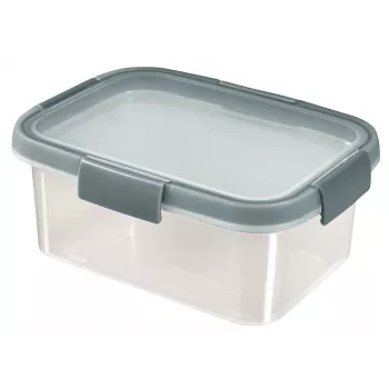 CURVER Smart Eco Fresh Rechteckige Aufbewahrungsbox 1,2L, Transparent mit grünem Deckel, 100% recycelter Kunststoff