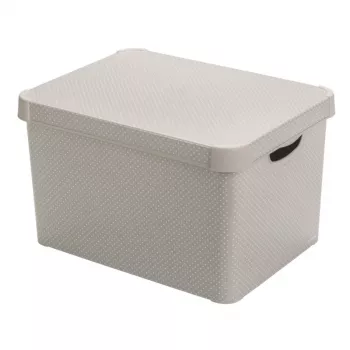 Curver Deco Stockholm L Aufbewahrungsbox mit Deckel 39,5x29,5x23,5 cm Punkte Schwarz/Weiß