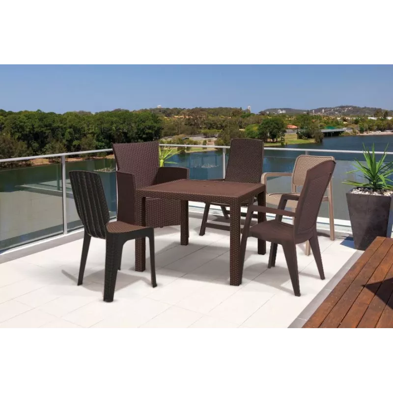 Keter Melody Quartet Gartentisch Braun Rechteckiger Outdoor-Esstisch für 6 Personen