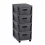 CURVER Infinity Schubladenkommode auf Rollen mit 4 perforierten Boxen 11L, Dunkelgrau, 30x36x69 cm