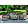 KETER Corfu Gartentisch, Rattan-Optik Harz, Beige, Rechteckig, Wetterbeständig, UV-Geschützt, Einfache Montage