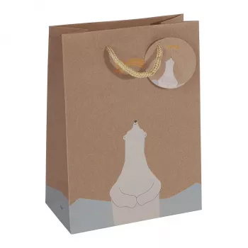 SIGEL GT050 Geschenktüten, Eisbär mit Sternschnuppen-Motiv, 17 x 23 cm, 5er-Pack, Papier, Kordelgriffe, FSC-zertifiziert