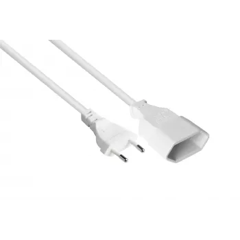 KABELMEISTER Euro-Verlängerungskabel Eurostecker Typ C auf Eurosteckdose, Weiß, 0,75mm², 2m
