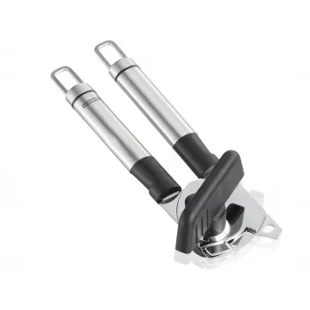 LEIFHEIT ProLine Manueller Dosenöffner aus Edelstahl mit Flaschenöffner, Silber/Schwarz