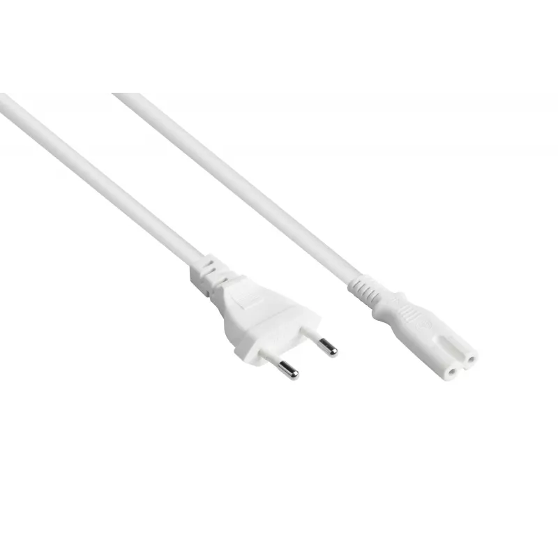 Kabelmeister Euro Stromkabel Typ C auf C7 Figure-8, Weiß, 0,75mm², 10m