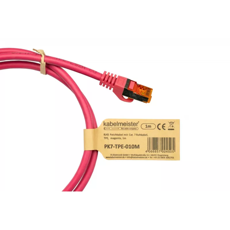 KABELMEISTER Cat.7 S/FTP Patchkabel RJ45, TPE-Mantel, halogenfrei, Magenta, 1,5 m