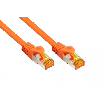 KABELMEISTER Cat.7 Rohkabel RJ45 Patchkabel, S/FTP, 10 Gbps, TPE-Mantel, halogenfrei, orange, 0,15 m