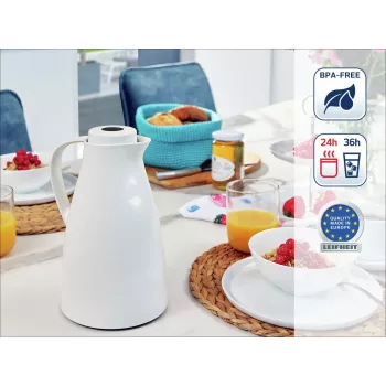 LEIFHEIT Thermos Harmonic Weiße Vakuum-Isolierkanne, 1 L