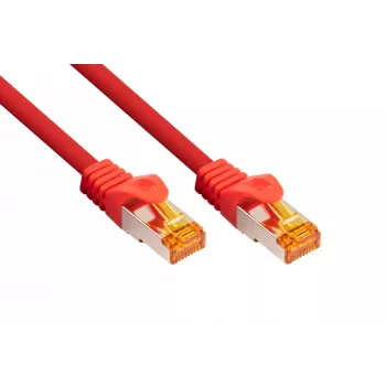 KABELMEISTER Cat.7 RJ45 Patchkabel, S/FTP, 2m, Rot, Halogenfreier TPE-Mantel, 10 Gbps