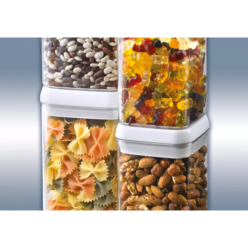 LEIFHEIT Fresh&Easy Lebensmittelaufbewahrungsbehälter 1,2 L, luftdicht, BPA-frei, transparent mit weiß/grauem Deckel