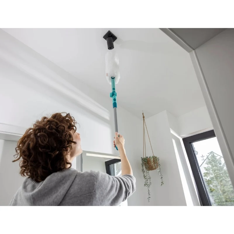 LEIFHEIT Superduster XL Pro Reach Set – 56 cm elektrostatischer Staubmop-Kopf mit 43 cm Griff