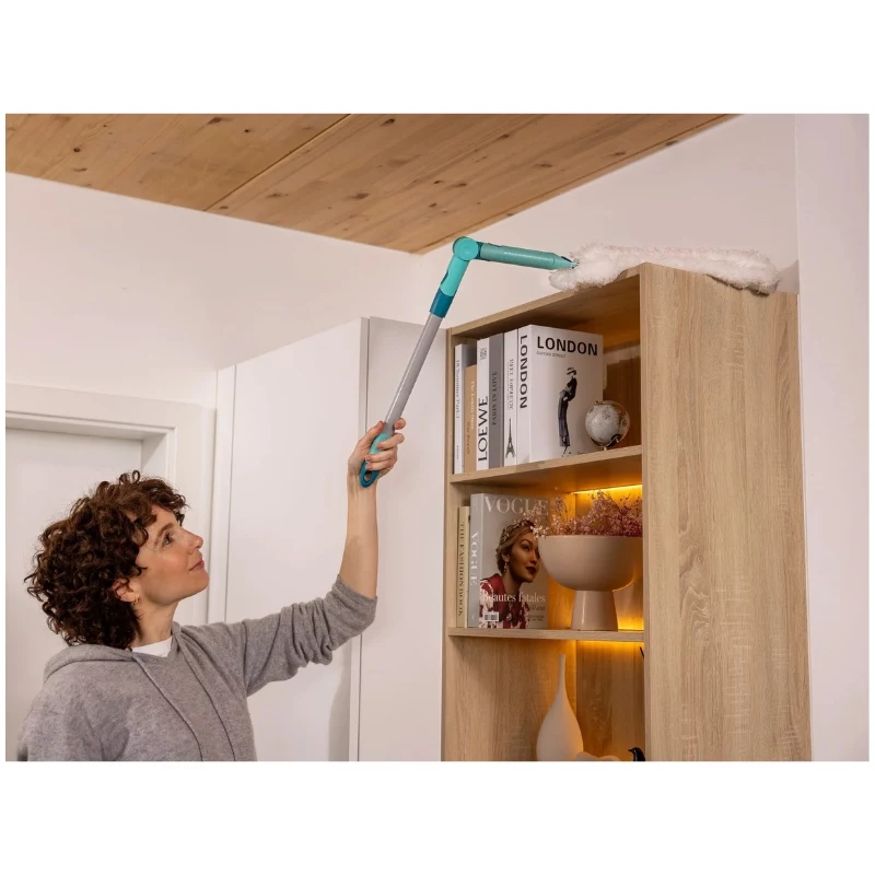 LEIFHEIT Superduster XL Pro Reach Set – 56 cm elektrostatischer Staubmop-Kopf mit 43 cm Griff