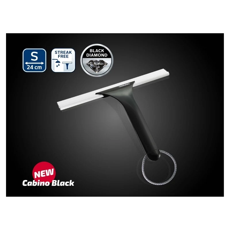 LEIFHEIT Cabino Duschkabinenreiniger Abzieher, Schwarz, 24 cm Klinge