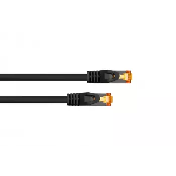 Kabelmeister RJ45 Patchkabel Cat.7 Rohkabel, hochflexibler TPE-Mantel, halogenfrei, Schwarz, 0,5m