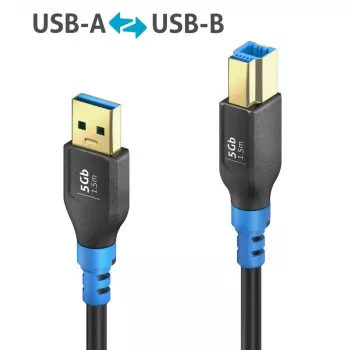 PureLink FlexInstall USB-A auf USB-B Kabel USB 3.0 5Gbps 1,50m Schwarz