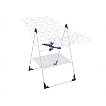 LEIFHEIT Classic 250 Flex Wäscheständer - 25 m Trockenlänge, höhenverstellbare Flügel, faltbar, Weiß/Blau