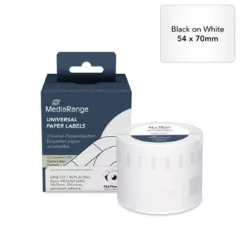 MediaRange Papieretiketten für Dymo 99015/S0722440, 54x70mm, 320 Etiketten, Weiß, Thermodirekt, Permanentkleber