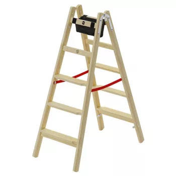 HAILO H77 ComfortLine Beidseitige Holz-Stehleiter 2x5 Stufen