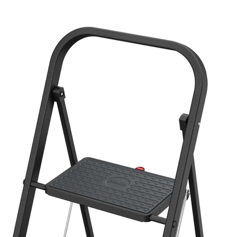 HAILO K44 StandardLine Klapptritt mit Sicherheitsbügel, 2 Stufen, Stahl, Schwarz, 150 kg