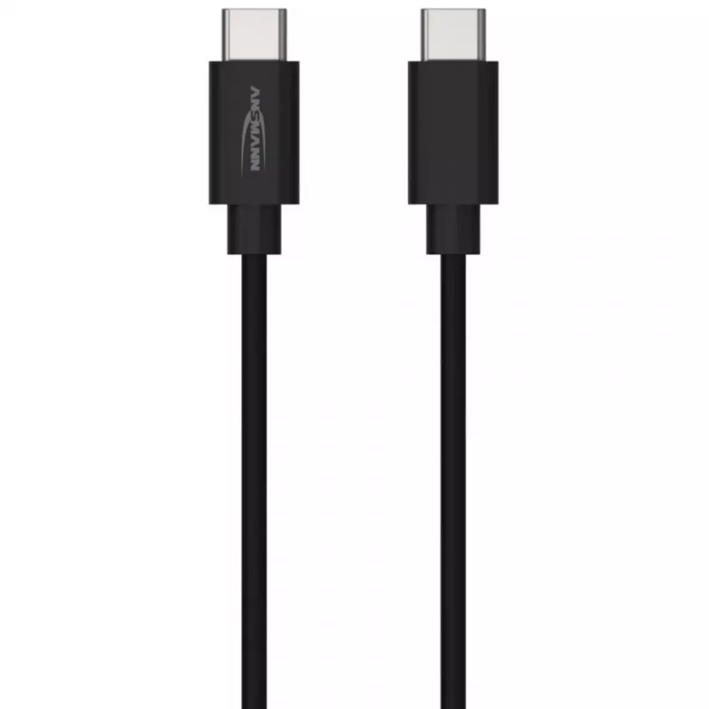 ANSMANN USB-C auf USB-C Daten- und Ladekabel, 1,2 m, 60W Power Delivery, Schwarz
