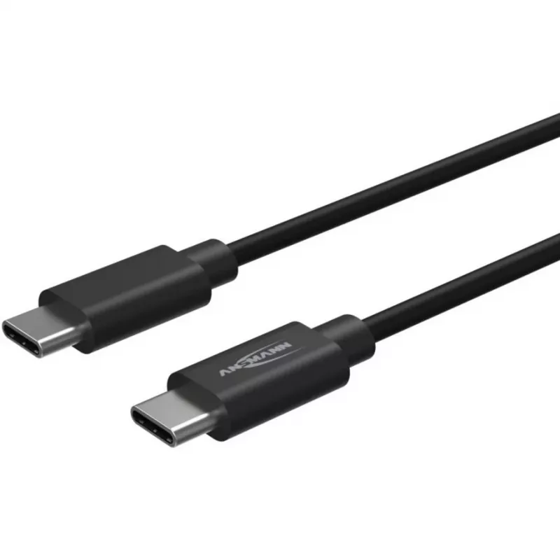 ANSMANN USB-C auf USB-C Daten- und Ladekabel, 1,2 m, 60W Power Delivery, Schwarz
