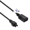 Akyga AK-NB-09A Netzkabel IEC C14 auf IEC C5 (Kleeblatt), 1,5 m, schwarz