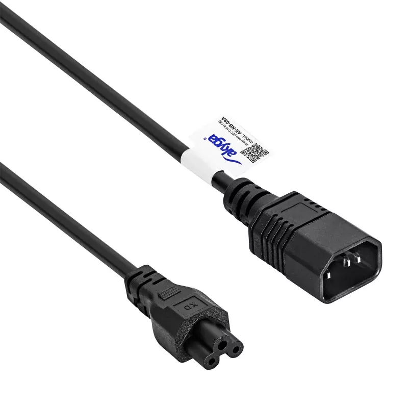 Akyga AK-NB-09A Netzkabel IEC C14 auf IEC C5 (Kleeblatt), 1,5 m, schwarz