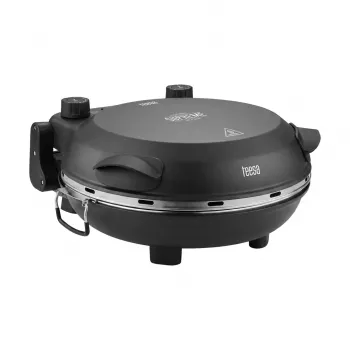 TEESA SUPREME FUN Pizzaofen 1200W, 400°C, Doppel-Heizelemente, Schwarz